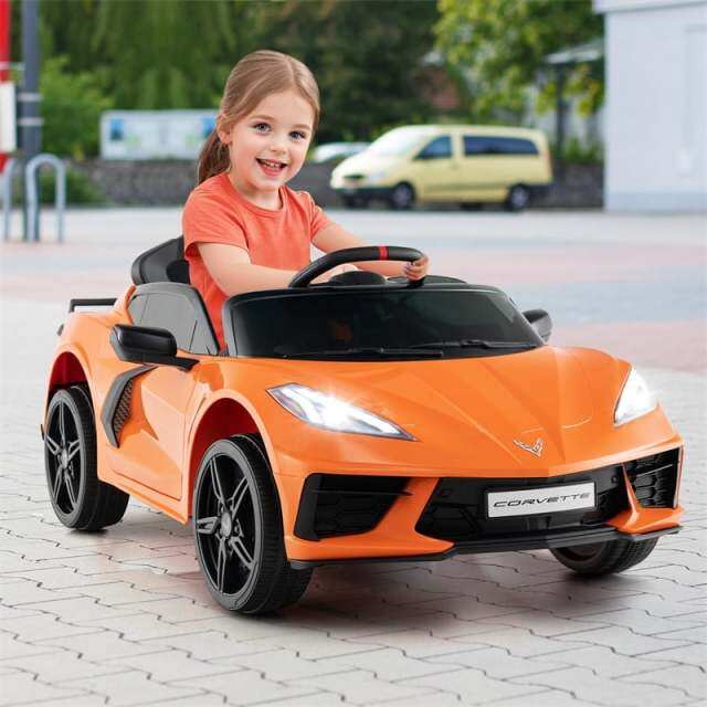 12V Kids Ride On Car Licensed Chevrolet Corvette C8 Electric Toy Car with Remote Control, Wireless Connection, Lights, Gift for Boys & Girls