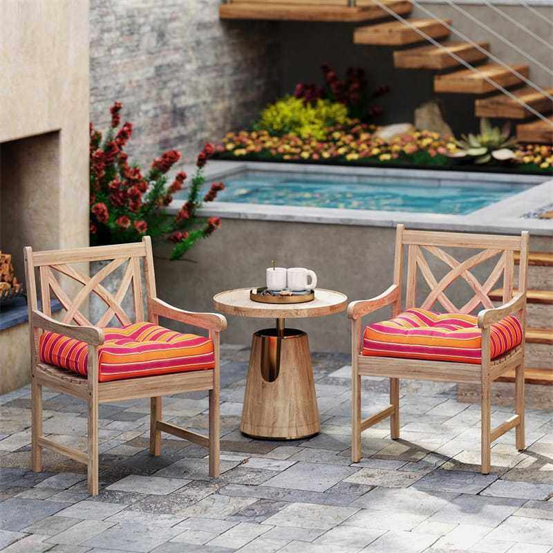 Set of 2 Waterproof Tufted Patio Chair Cushions with High Elasticity, 21" x 21" Deep Seat Square Pillows for Indoor & Outdoor Furniture