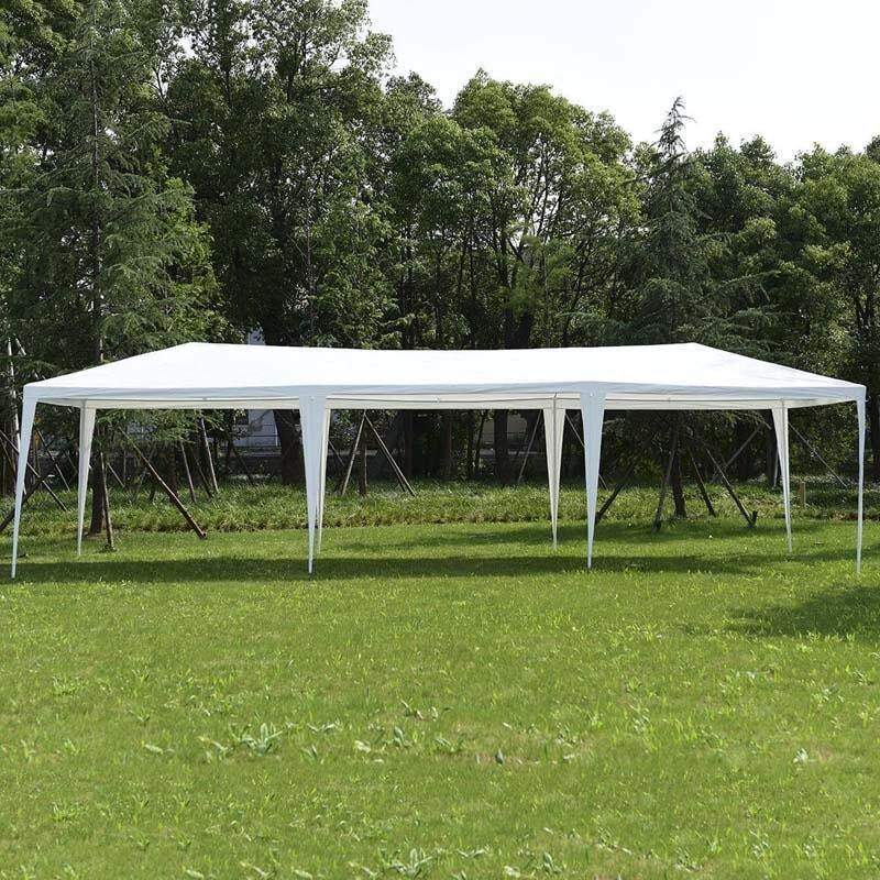 10' x 30' Heavy Duty Canopy Tent with 6 Removable Sidewalls & Zipper Doors, Large White Wedding Party Tent for Outdoor Events, Patio, Backyard, Beach