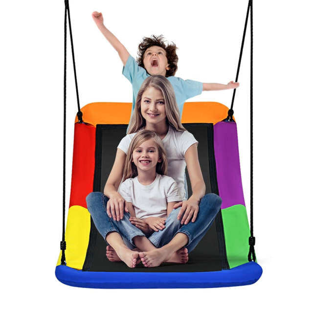 700 lbs Giant 60" Platform Saucer Tree Swing for Kids & Adults, Indoor Outdoor Swing with Adjustable Hanging Ropes & Oxford Fabric