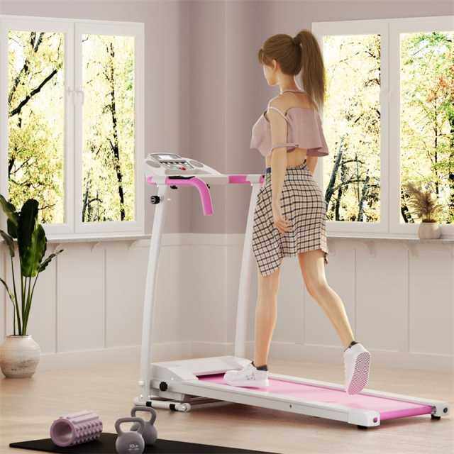 800W Folding Treadmill with 12 Preset Programs, LCD Display, Pulse Sensor & Built-in Wheels, Easy Assembly Motorized Running Machine for Small Spaces