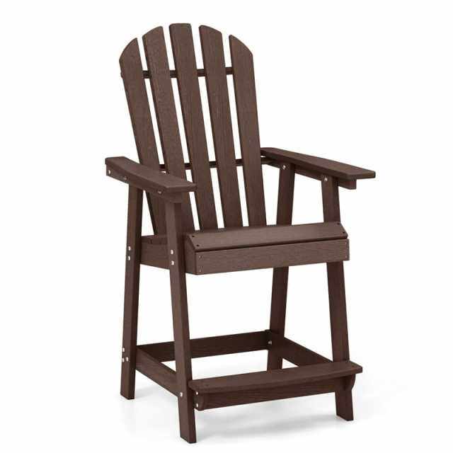 Outdoor HDPE Bar Stool, Tall Adirondack Chair with Armrest & Footrest, Weather-Resistant 47" Counter Height Barstool for Poolside, Patio Garden