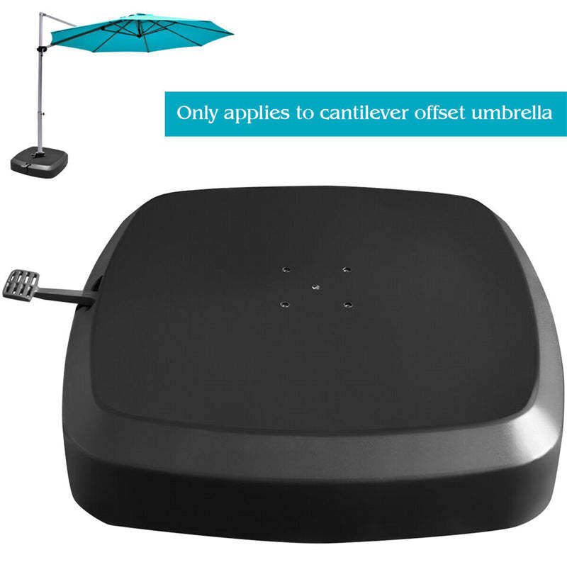 330lbs Cantilever Offset Umbrella Base with Wheels & Easy-Fill Spouts, Water/Sand Fillable Patio Umbrella Stand Base for Poolside, Garden, Deck