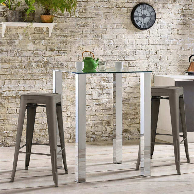 Stackable Backless Metal Bar Stools Set of 4 30” Bar Height Stools with Rubber Footpads & Handling Hole for Kitchen Dining Room