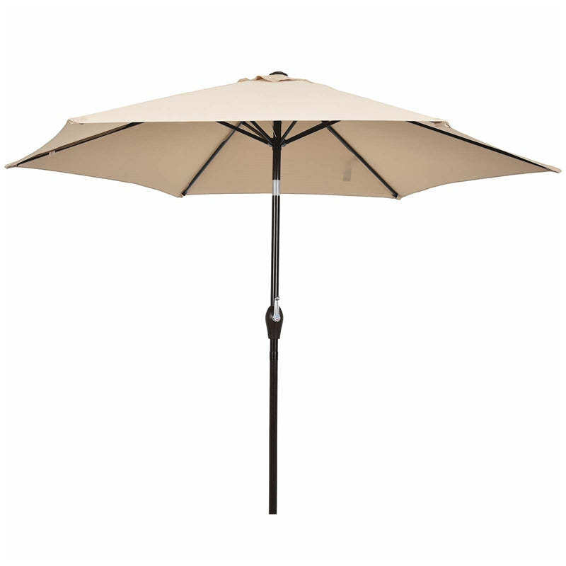 10FT Patio Umbrella Outdoor 6 Ribs Steel Market Table Umbrella with Push Button Tilt & Crank for Garden Backyard Deck Pool