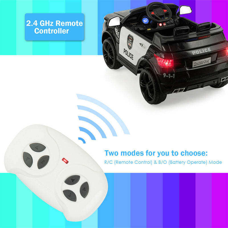 Kids Ride On Police Car 12V Battery Powered Electric Vehicle with Remote Control