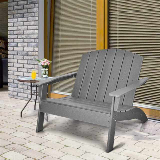 All-Weather HDPE Adirondack Loveseat Chair, Outdoor Adirondack Bench with Wide Armrests & 660 LBS Capacity for Patio, Garden, Backyard Fire Pit