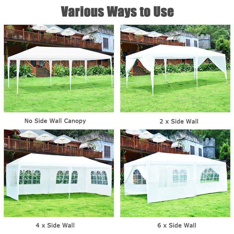 10' x 20' Heavy Duty Canopy Tent with 6 Removable Sidewalls & Roller Bag, Waterproof White Party Wedding Tent for Outdoor Events, Market, Backyard