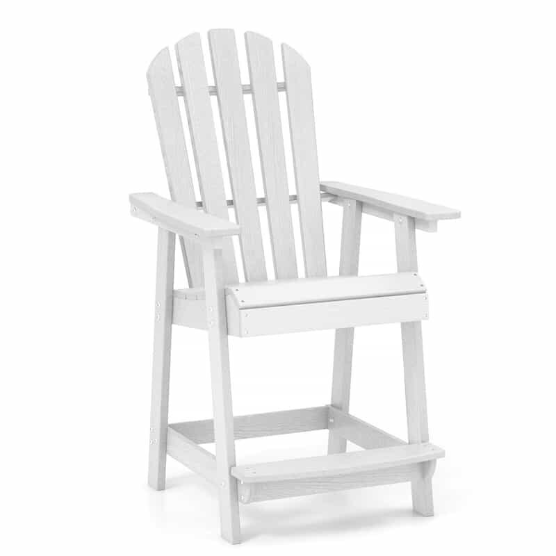 Outdoor HDPE Bar Stool, Tall Adirondack Chair with Armrest & Footrest, Weather-Resistant 47" Counter Height Barstool for Poolside, Patio Garden