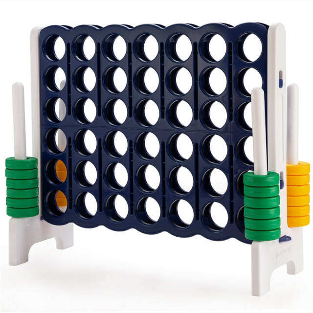 Giant 4-in-A-Row, Jumbo 4-to-Score Lawn Game Set with 42 Rings, Quick-Release Slider, 3.5FT Indoor Outdoor Yard Connect Game for Kids & Adults