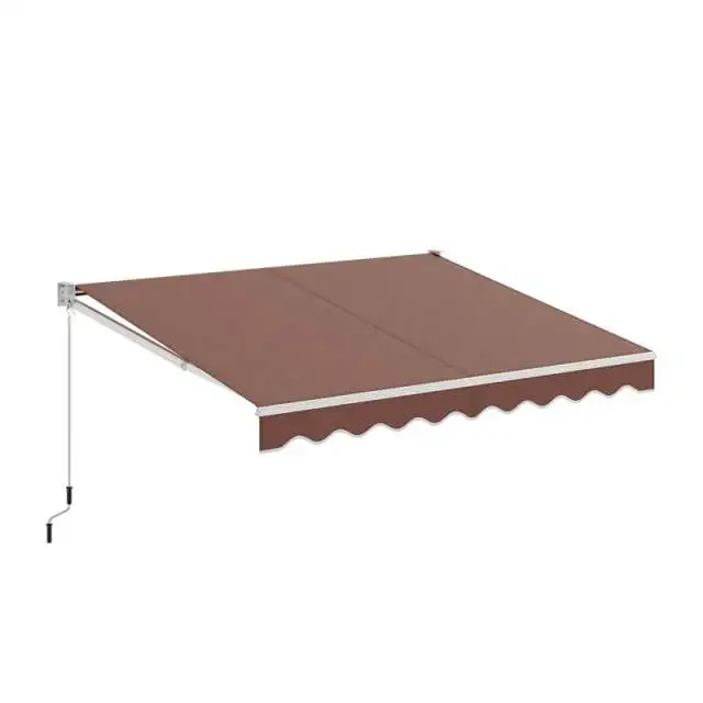 10x8.2FT Retractable Awning, Weatherproof Aluminum Sun Shade with Manual Crank for Patio, Balcony & Restaurant