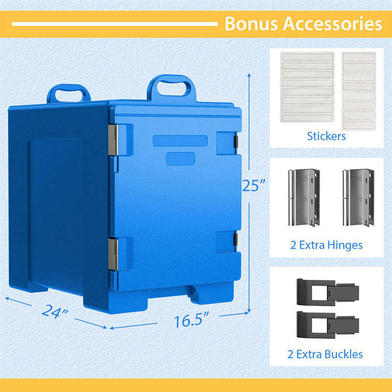 81 Quart End-Loading Insulated Food Pan Carrier Food-Grade LLDPE Material Portable Food Warmer for 5 Full-Size Pans