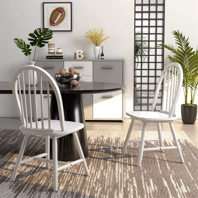 Windsor Chairs Set of 2, Vintage Wood Dining Chairs French Country Armless Spindle Back Dining Chairs for Kitchen Island