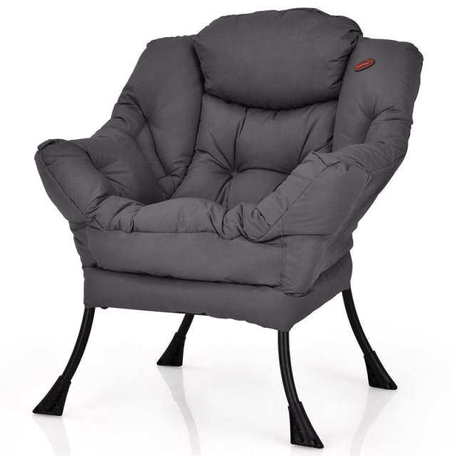 Modern Fabric Lazy Chair Upholstered Accent Sofa Chair Padded Leisure Lounge Armchair with Storage Pocket