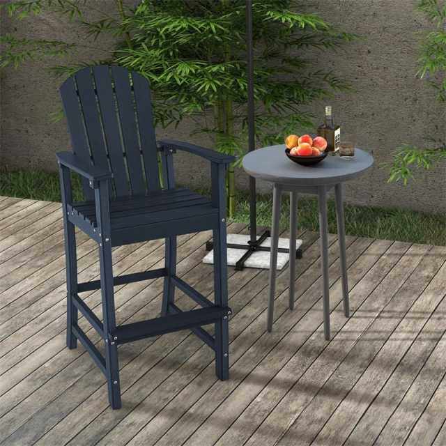 Outdoor HDPE Adirondack Bar Stools Set of 2, 30" Tall Adirondack Chairs with High Backrest & Footrest, 360LBS Capacity for Poolside, Patio