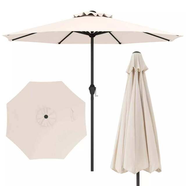8.5FT Patio Umbrella, Outdoor Market Table Umbrella with Crank Handle, 8 Heavy Duty Ribs, Vented Top, Sun-Proof Canopy for Garden Yard Poolside