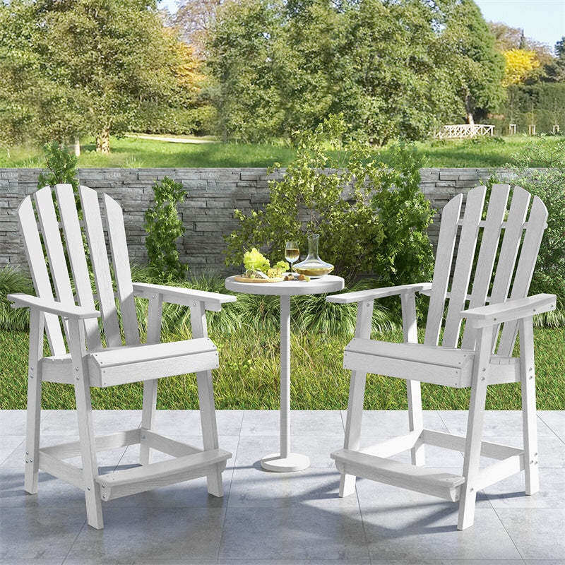 Outdoor HDPE Bar Stool, Tall Adirondack Chair with Armrest & Footrest, Weather-Resistant 47" Counter Height Barstool for Poolside, Patio Garden