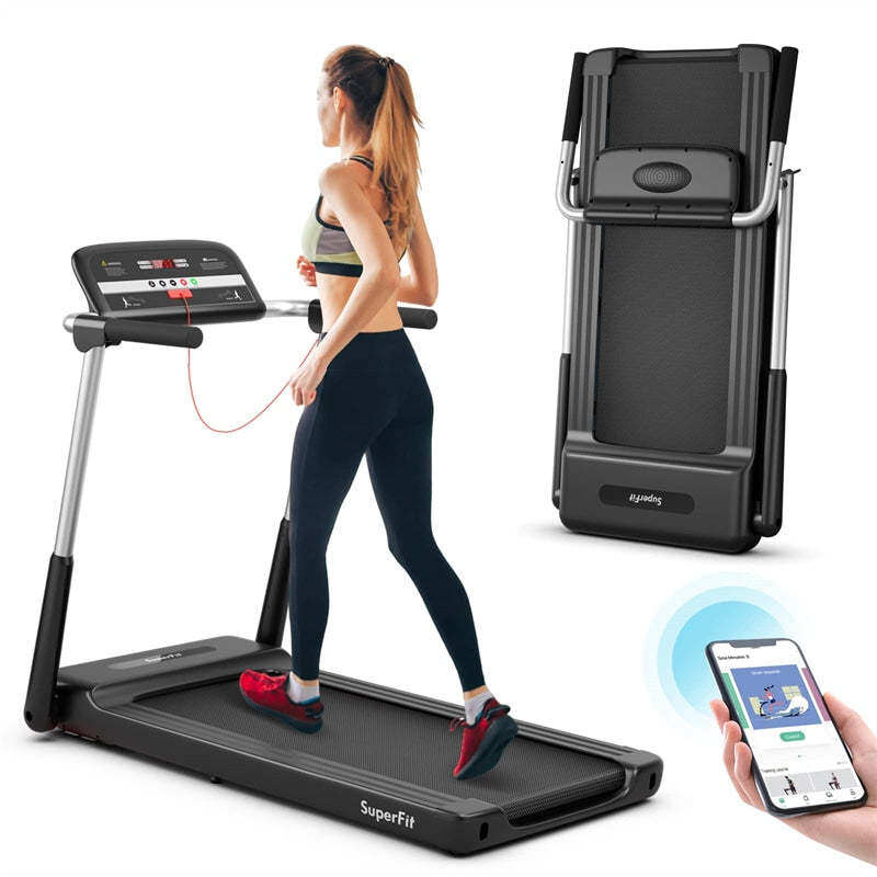 Superfit 2.25HP Folding Treadmill with LED Display & App Control, Portable Compact Running Walking Jogging Machine for Home Office, Small Spaces