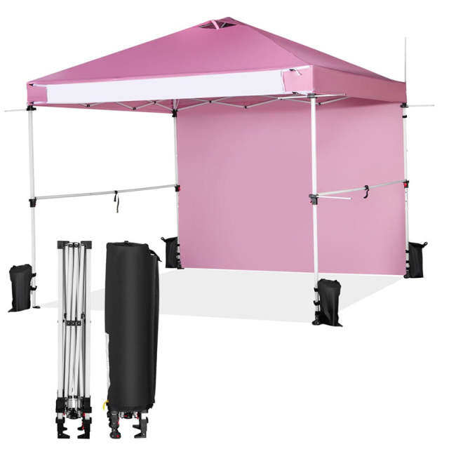 10' x 10' Commercial Pop Up Canopy Tent with Sidewalls, Roller Bag & Hanging Bars, Portable Instant Market Tent for Outdoor Events, Camping