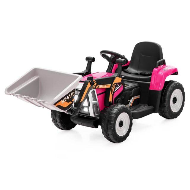 12V Kids Ride-On Excavator Tractor Car Electric Construction Vehicle with Adjustable Digging Bucket & Remote Control
