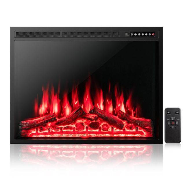 34" Electric Fireplace Insert Recessed Freestanding Fireplace Heater with Touch Panel, Remote Control & 4 Log Flame Effects
