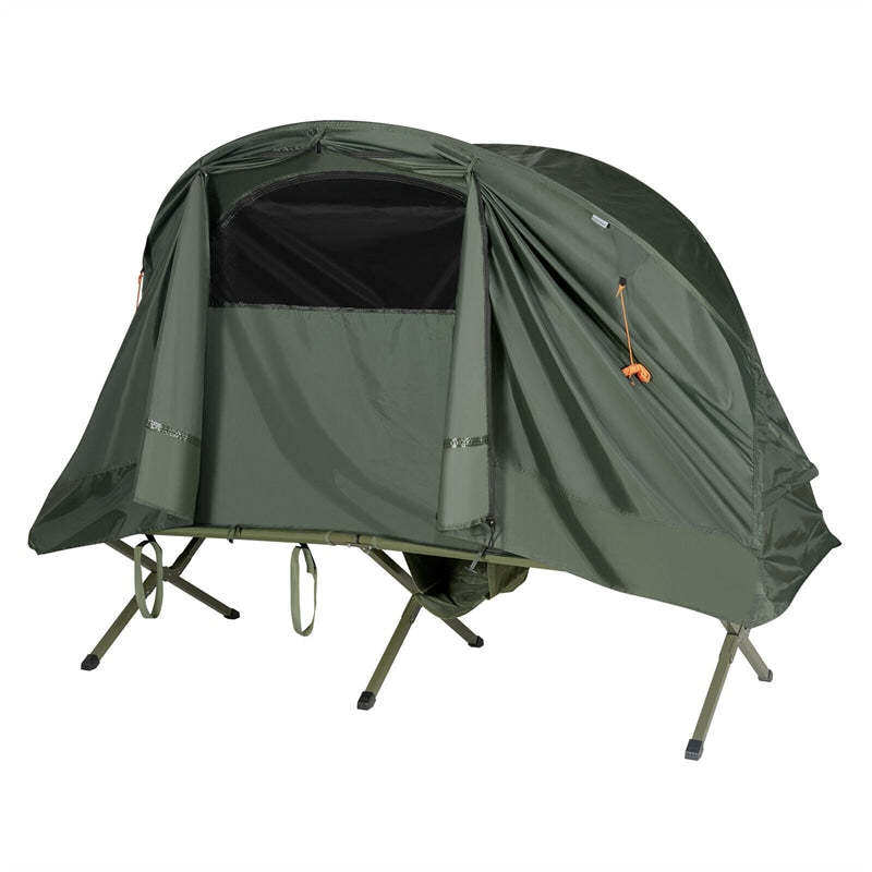 4-in-1 Folding Camping Cot Tent for 1 Person, Portable Elevated Off Ground Tent with Waterproof Cover, Air Mattress & Carrying Bag for Hiking