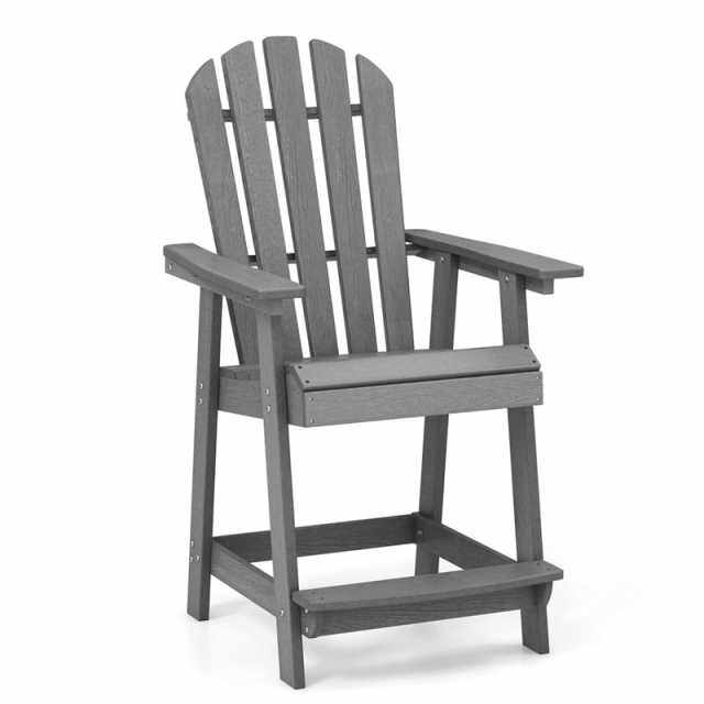 Outdoor HDPE Bar Stool, Tall Adirondack Chair with Armrest & Footrest, Weather-Resistant 47" Counter Height Barstool for Poolside, Patio Garden