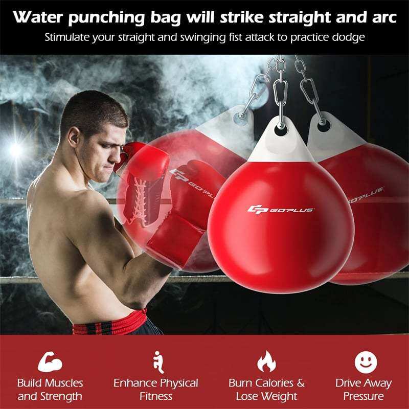18" Water Aqua Punching Bag, 110LBS Heavy Bag with Adjustable Metal Chain & Water Injection Hose, Boxing Training Bag for Adults Fitness, MMA
