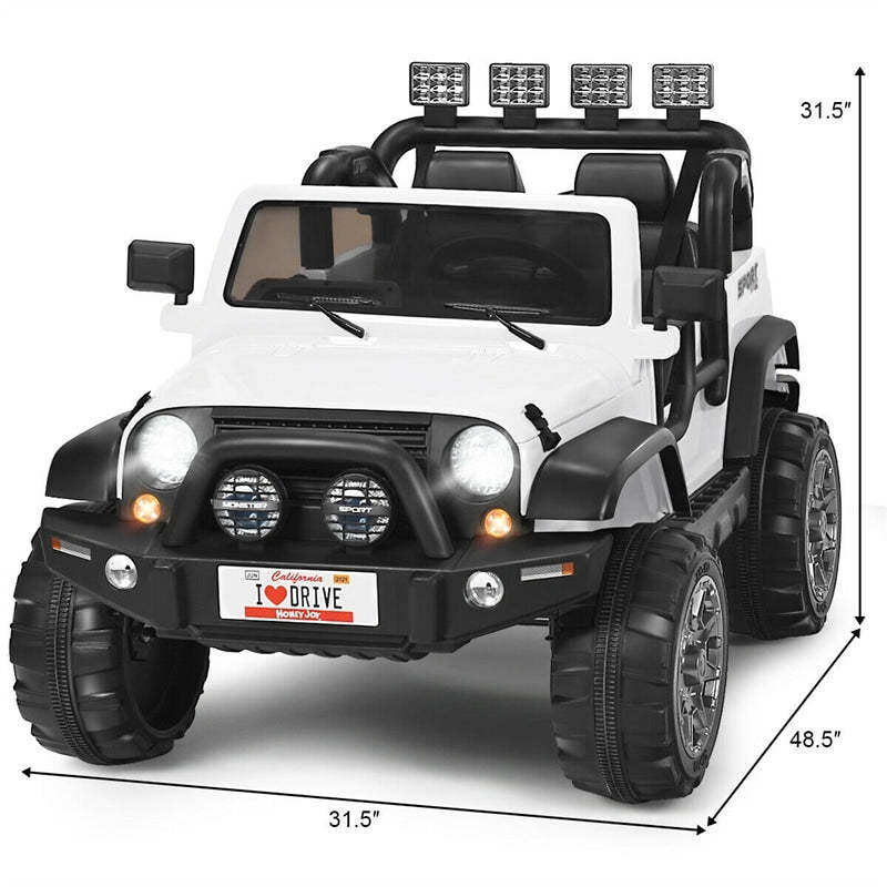 2-Seater Kids Ride on Truck, 12V Battery Powered Electric Vehicle with Remote Control & Lights for Boys Girls Gifts -s