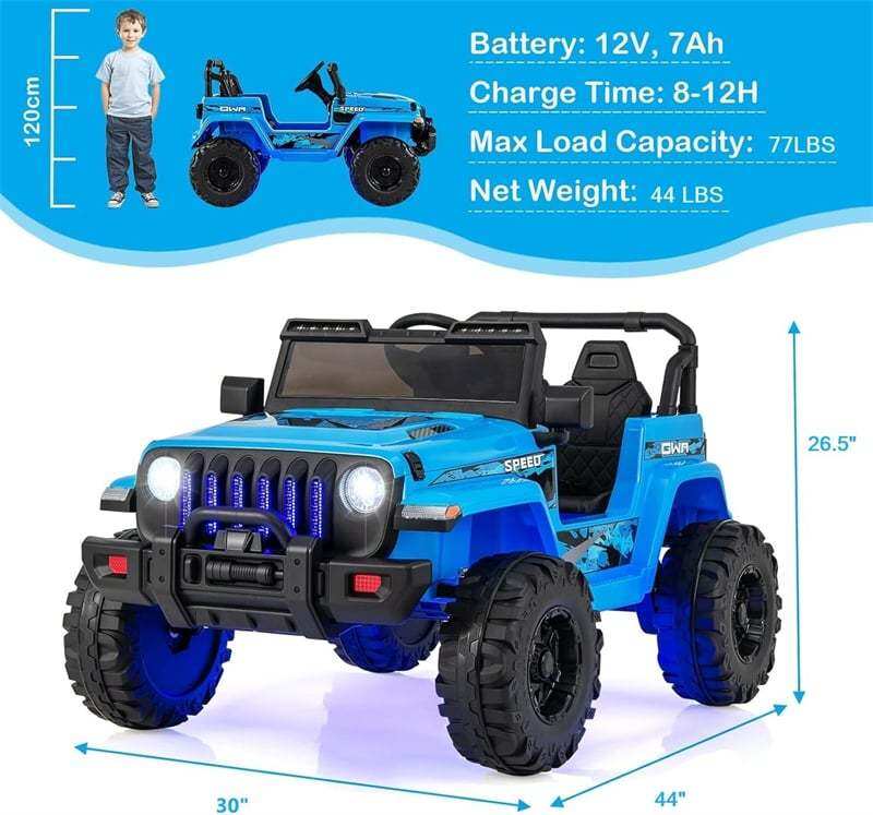 2-Seater Ride-On Truck for Kids, 12V Battery Powered Electric Vehicle with Remote Control & LED Lights, Ride-On Car for Boys Girls Gifts