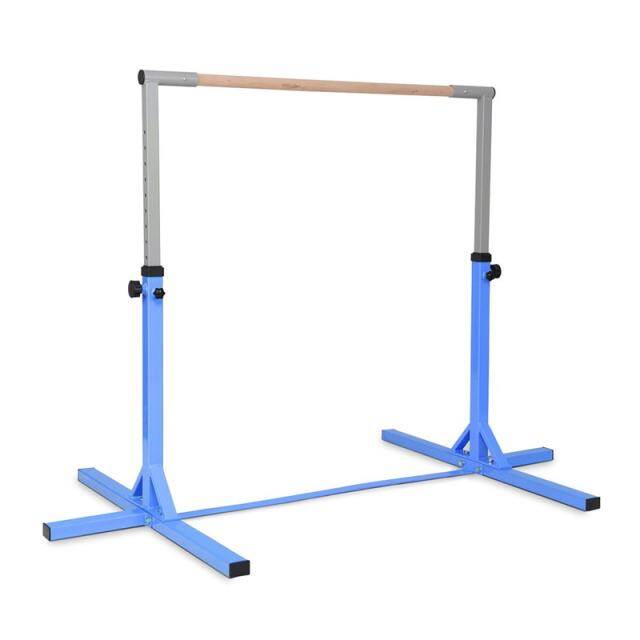 Steel Gymnastics Training Bar, 3' to 5' Height Adjustable Kip Bar with Double Locking Mechanism, Junior Horizontal Bar for Home Practice