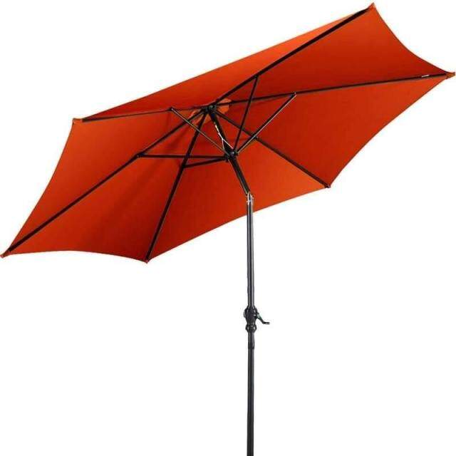 9FT Patio Umbrella Auto Tilt Market Umbrella with Crank & 8 Sturdy Steel Ribs, Outdoor Table Umbrella for Garden Yard Beach Deck