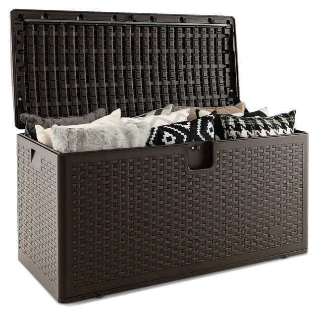 100 Gallon Deck Box All Weather Outdoor Storage Box Patio Container with Lockable Lid for Yard Garden