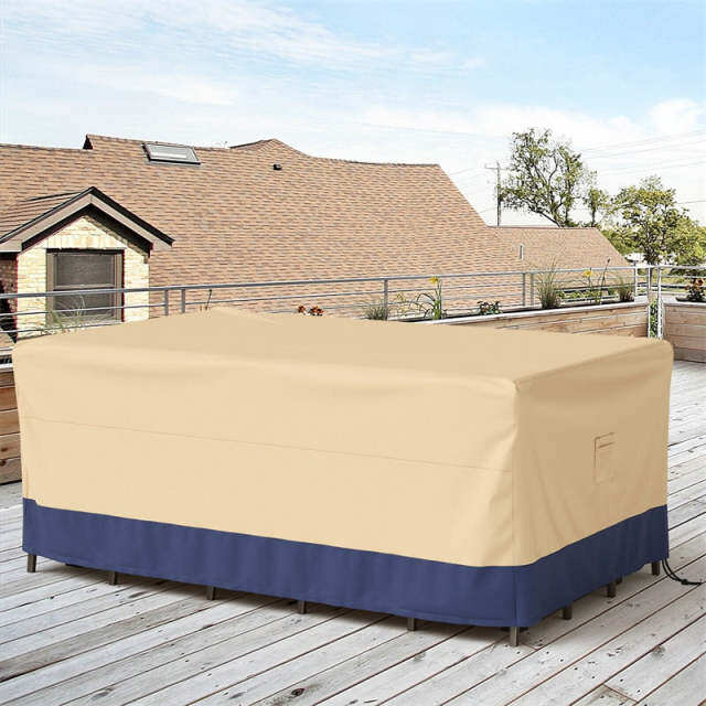 Patio Dining Set Cover 90"x50" Rectangle Table & Chair Set Cover with Padded Handle, Air Vent, Waterproof Outdoor Furniture Cover