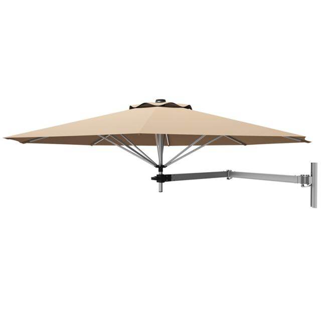 8 FT Wall Mounted Patio Umbrella Tilting Outdoor Umbrella Sunshade Umbrella with Adjustable Pole & Wind Vent