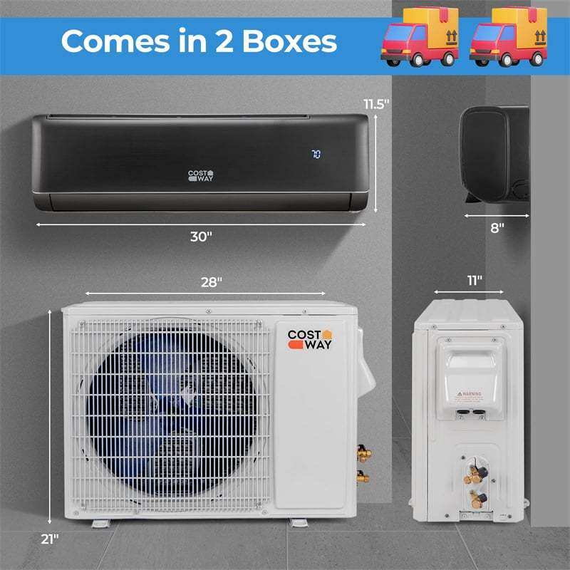 12000 BTU Mini Split Air Conditioner & Heater, 21 SEER2 Energy Star Certified Inverter Split AC Unit with Heat Pump, Cools 750 Sq.Ft Bedroom, Home, Office