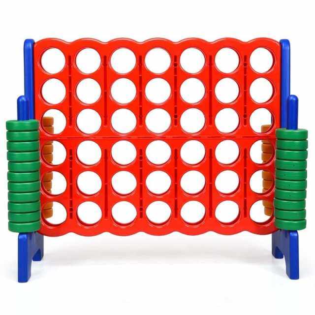 Giant 4-in-a-Row, Jumbo 4-to-Score Giant Game w/ 42 Rings, Quick-Release Slider, 3.5FT Tall Indoor Outdoor Connect 4 Yard Game for Kids, Adults
