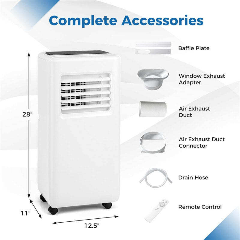 10000BTU Portable Air Conditioner 3-in-1 Quiet AC Unit with Fan, Dehumidifier, Smart Sleep Mode, Remote Control, Window Installation Kit