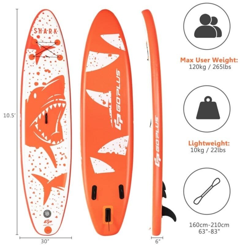 10.5 Ft Inflatable Stand up Paddle Board with Backpack Aluminum Paddle Pump