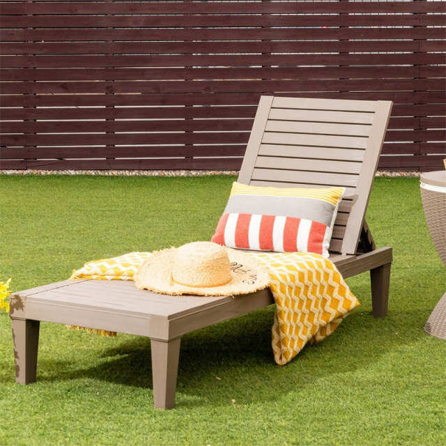 Outdoor Chaise Lounge Chair with 5-Position Adjustable Backrest, 400LBS Capacity All-Weather Reclining Sun Lounger for Poolside, Patio Backyard