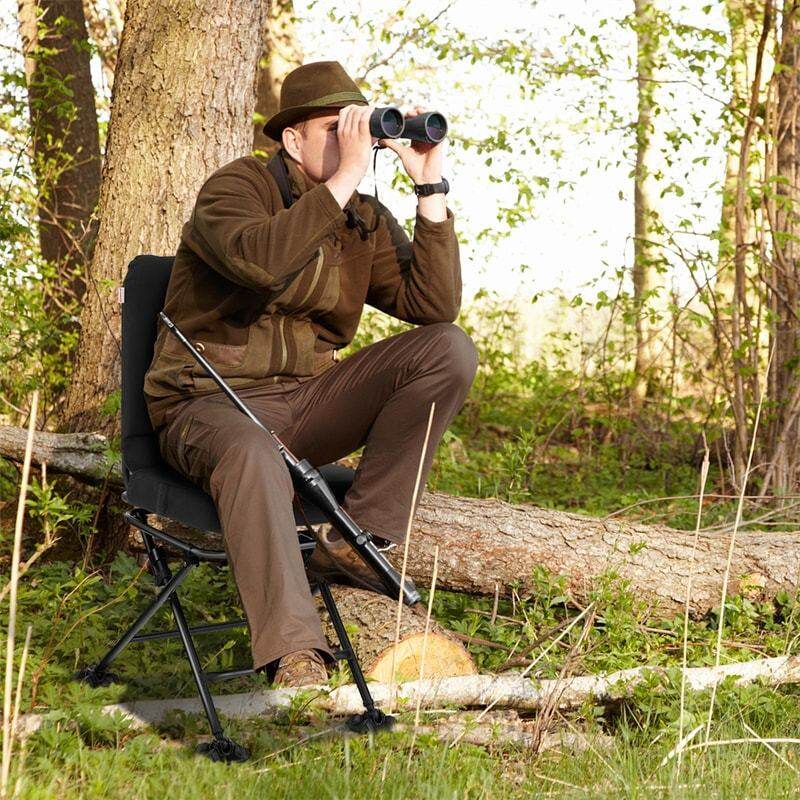 360° Swivel Hunting Chair, Portable Folding Ground Blind Chair w/All-Terrain Duck Feet, Padded Cushion 330LBS Capacity for Deer Hunting Camping