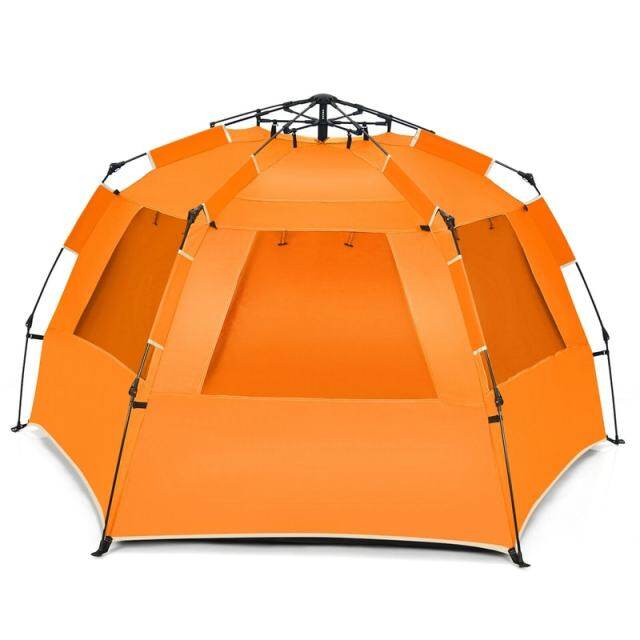3-4 Person Easy Pop Up Beach Tent, UPF 50+ Portable Instant Beach Sun Shade with 3 Mesh Windows, Carrying Bag, 8.5mm Thickened Rod