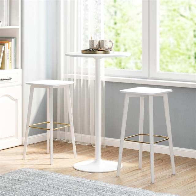 2PCS 2-in-1 Bar Table with Detachable Pole, Metal Base, Convertible 40"/22" Height, Cocktail Table, Round Pub Table for Living Room, Restaurant