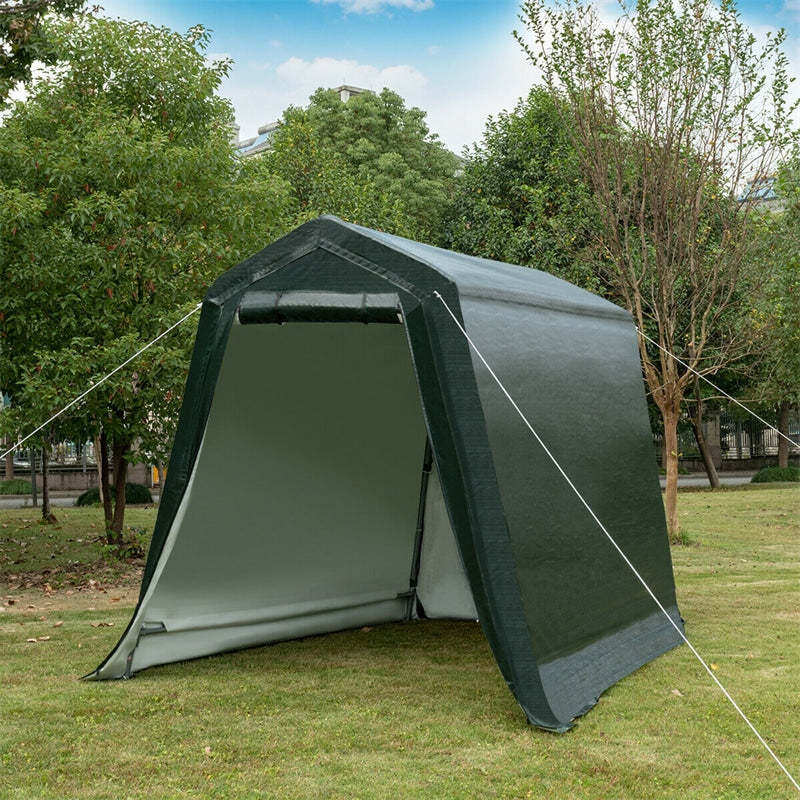 6x8FT Heavy Duty Enclosed Carport, Outdoor Storage Tent with Sidewalls & Waterproof Ripstop Cover, Portable Garage Shelter Shed for Motorcycle, Cars