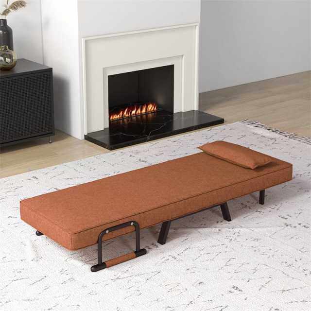 Convertible Sleeper Chair, 4-in-1 Folding Sofa Bed 6-Position Adjustable Backrest w/ Pillow, Reclining Chaise Sleeper Sofa for Living Room