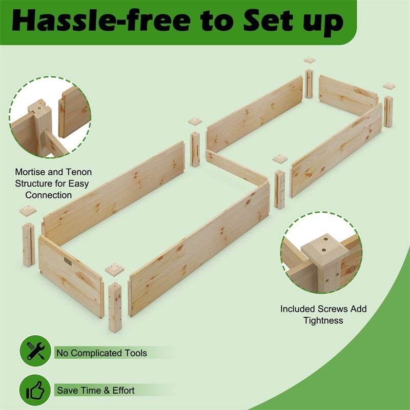 Wooden Raised Garden Bed, Outdoor Planter Box for Flowers, Vegetables, Herbs & Fruits, Elevated Garden Bed Kit for Patio, Backyard, Lawn