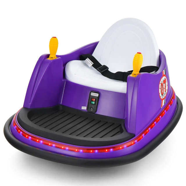 Kids Bumper Car, 12V Battery-Powered Electric Ride-On Bumper Car with 360° Spin, Dual Joysticks, Remote Control & Flashing Lights for Ages 2-5