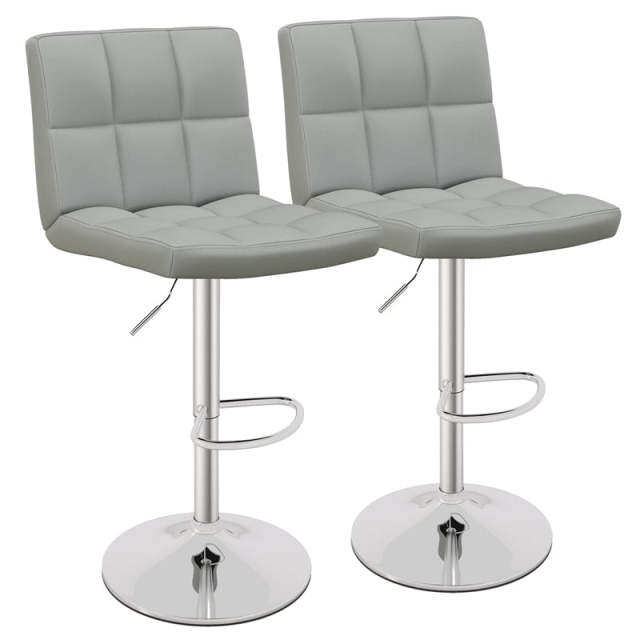 Swivel Bar Stools Set of 2 w/Adjustable Height & Back, Modern PU Leather Armless Counter Height Bar Chairs for Kitchen Island, Home Bar, Dining
