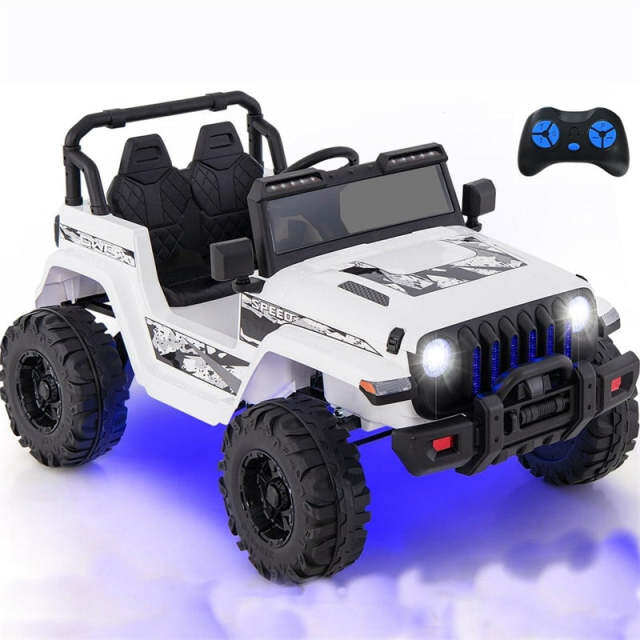 2-Seater Ride-On Truck for Kids, 12V Battery Powered Electric Vehicle with Remote Control & LED Lights, Ride-On Car for Boys Girls Gifts