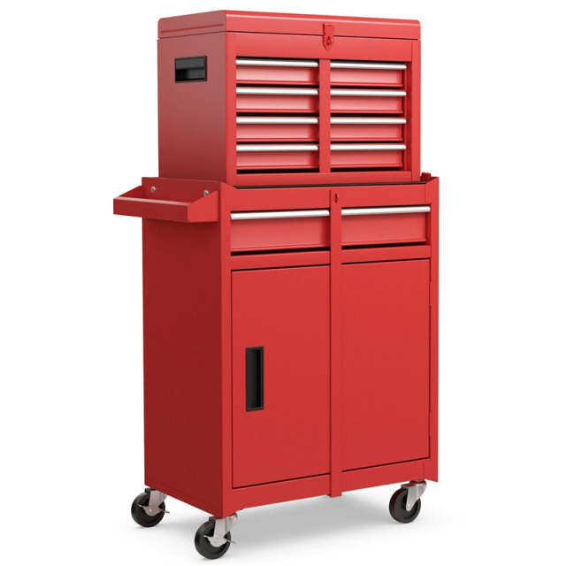 5-Drawer Rolling Tool Chest, Tool Storage Cabinet with Lockable Wheels, Detachable Top Tool Box & Adjustable Shelf for Garage, Workshop
